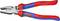 Pliers with red and blue handles, open, with serrated jaws, suitable for cutting wires up to 2.5 mm in diameter.