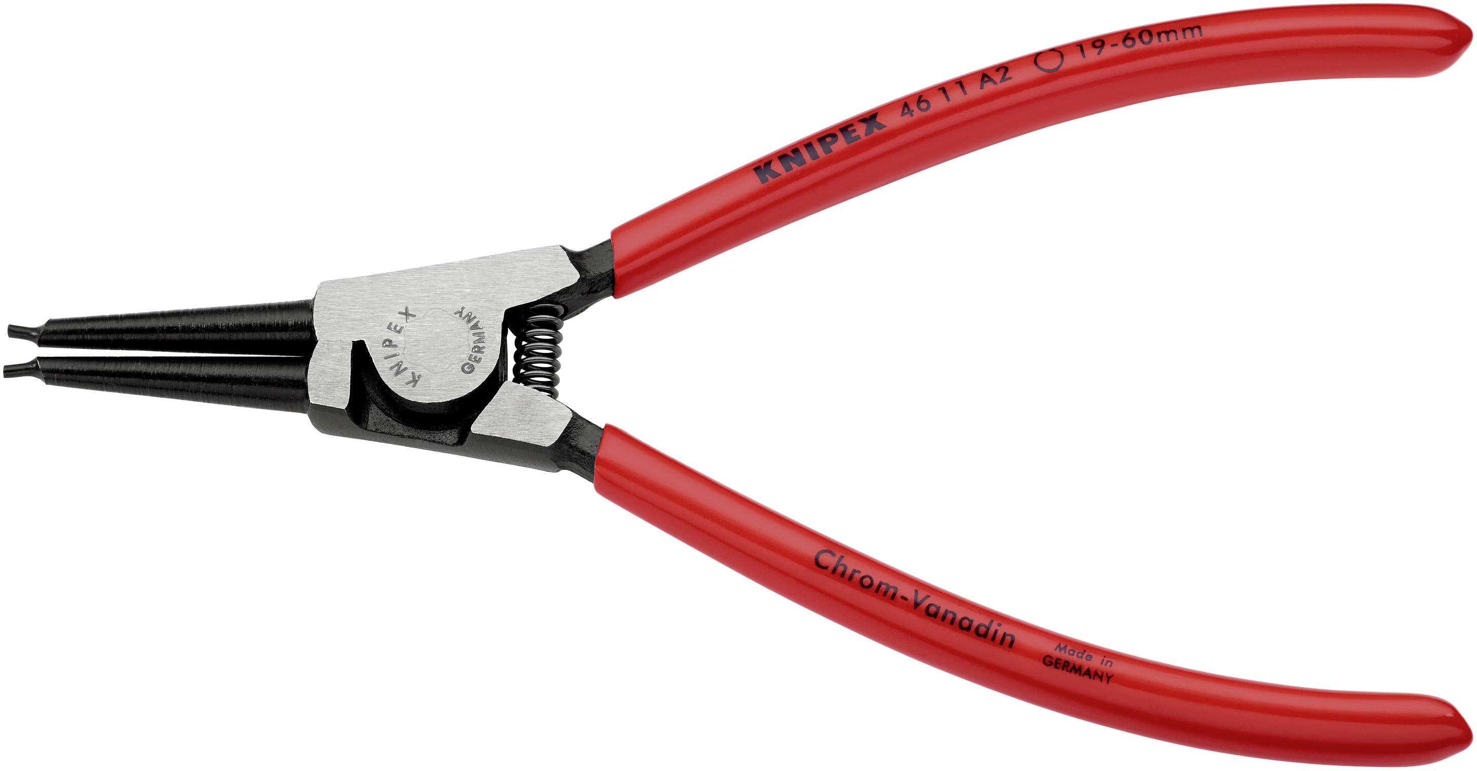 Knipex 46 11 A2 Circlip pliers Suitable for Outer rings 19-60 mm Tip shape (details) Straight