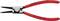 Pictured is a red Knipex circlip pliers with a bent head, suitable for external retaining rings from 19-60 mm, manufactured in Germany.