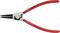 Red metal circlip pliers with black tips, suitable for rings from 19-60 mm. Marked 'Chrome Vanadium Germany'.