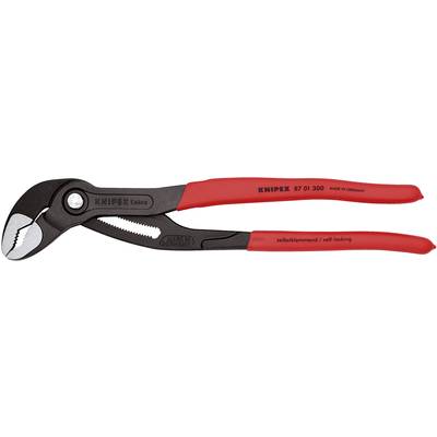A red water pump pliers with black gripping jaws and the inscription 'Knipex Germany'.