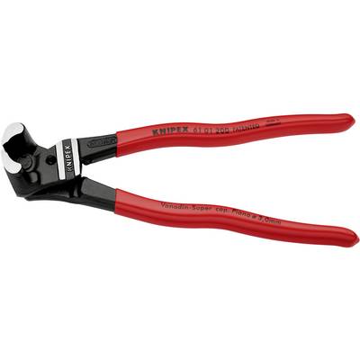 Red Knipex side-cutting pliers, model number 6101200, with ergonomic handles, suitable for cutting wires up to 3 mm.