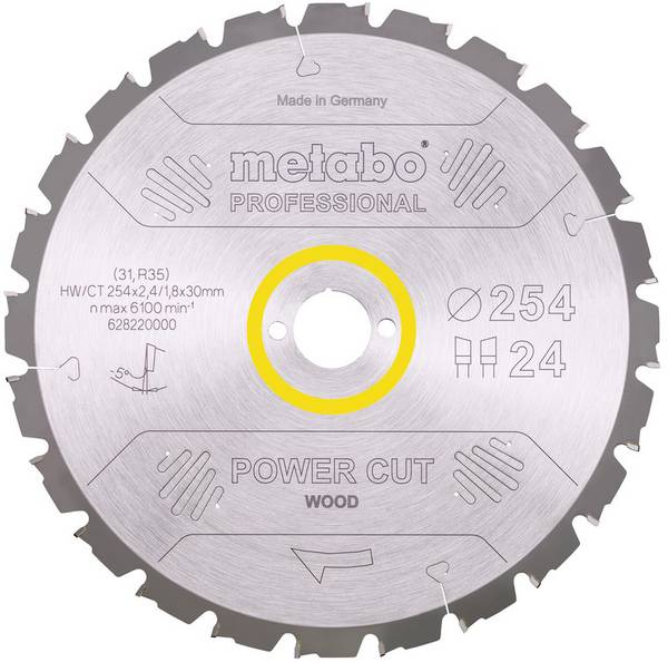 Metabo HW/CT 254X30 24 WZ 628220000 Carbide metal circular saw blade 254 x 30 x 1.8 mm Number of cogs: 24 1 pc(s)