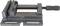 Metal vice with handle for securely holding workpieces during machining.