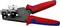 A red and blue crimping pliers by KNIPEX, model 97 53 13. It is used for crimping telephone connectors.