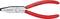 Red combination pliers by Knipex with a slim, straight jaw and PVC grip for secure handling during work.