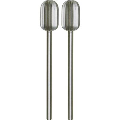 Two identical, cylindrical metal milling heads with fine grooves, each mounted on a long shaft.