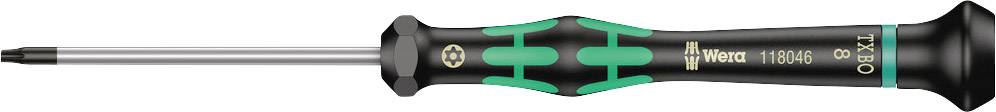Phillips screwdriver with a black handle and green details; Wera brand; suitable for precise work on small screws.