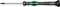 The Wiha PicoFinish Torx screwdriver features a black handle and shaft with green and blue accents.