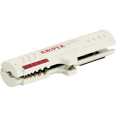 A white, compact cable stripping tool with 'KNIPEX' inscription and scales.