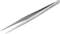 Metallic fine-tipped tweezers with a precision point, ideal for detailed work in electronics or model making. Bow handle with textured surface.