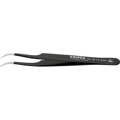 A black anti-static precision tweezers by Knipex, made of stainless steel with narrowly tapering tips, suitable for fine work.