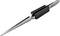 A silver, elongated steel tweezers with a black, non-slip grip, suitable for precise work.