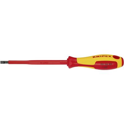 Screwdriver with yellow and red handle, insulated for working on live electrical components.