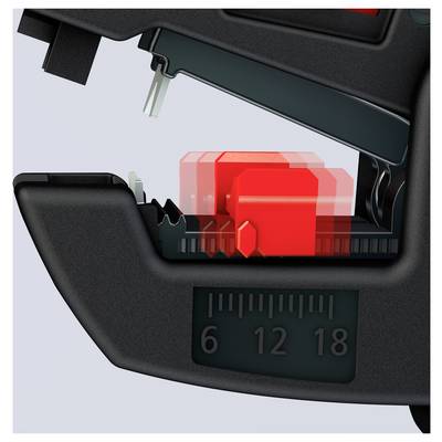 A close-up of a tape measure’s locking mechanism emphasizing functionality, with red components indicating movement or design features.