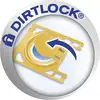 Round logo with the inscription 'Dirtlock' and a blue padlock symbol. Shows a yellow locking mechanism with an arrow.