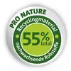 On a round, green badge it reads 'PRO NATURE' and 'Recycled material 55% total renewable raw materials'.