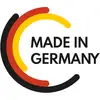 Logo featuring the words 'Made in Germany', surrounded by stylised half-circles in black, red, and gold, representing the German flag.