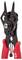 Red-handled pliers with black metal components, designed for precise gripping and holding tasks.
