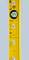 Spirit level with measurement scale up to 120 cm, yellow, shows height and position settings. Contains circular spirit levels and measurement lines.