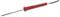 A red soldering iron with a metal tip and black cable, suitable for electronic work.