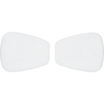 Two white, rectangular, rounded cushions side by side.