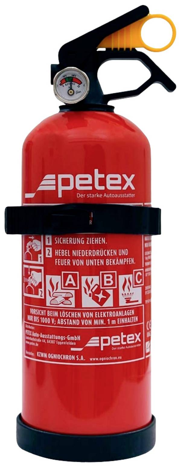 Petex 43970000 Dauerdruck-Feuerlöscher nach DIN EN3 1kg mit Manometer Fire extinguisher  SUVs, Cars (Ø x H) 95 mm x 300 mm    1 pc(s)