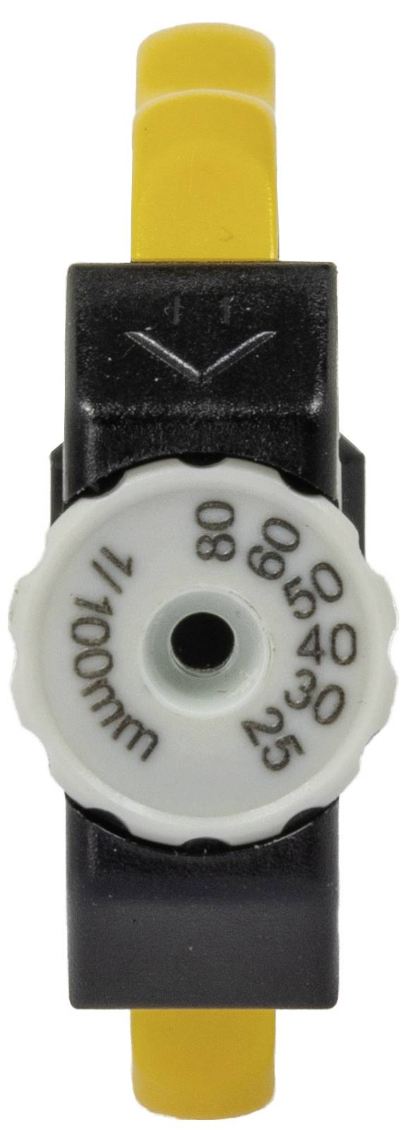 An orange-black object with a white disc displaying numbers from 0 to 100. Could be part of a mechanical counter or gauge.