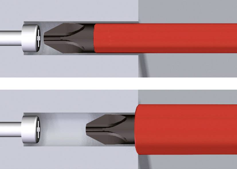 An illustration shows two screws, each with their matching screwdrivers: a cross-head (Phillips) screwdriver at the top, and a flathead (slotted) screwdriver at the bottom.