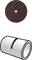 'Grinding wheel and metal pipe cover. The grinding wheel lies flat over the three-dimensionally depicted pipe cover.'