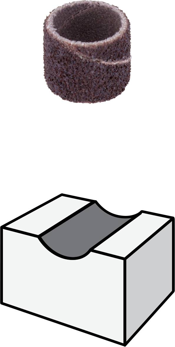 'Illustration of a sanding belt and a sanding belt mount, demonstrating the connection and usage in grinding processes.'