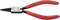 Pliers with red handle and metal tips. Inscription: 'Knipex Germany', 'Chrome-Vanadium'. Suitable for precise work.