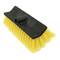 A broom with yellow bristles and a black handle. Ideal for cleaning hard surfaces. Suitable for indoor and outdoor use.