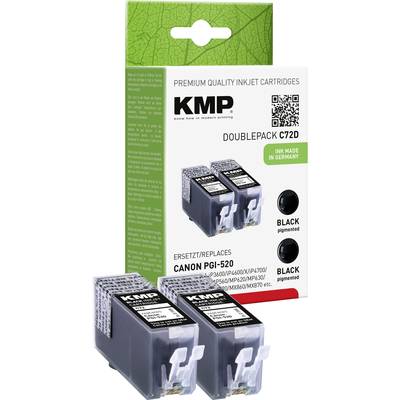 KMP Ink replaced Canon PGI-520PGBK Compatible Pack of 2 Black C72D 1508,0021