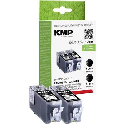 KMP Ink replaced Canon PGI-525PGBK, CLI-526C, CLI-526M, CLI-526Y Compatible Pack of 2 Black C81D 1513,0021