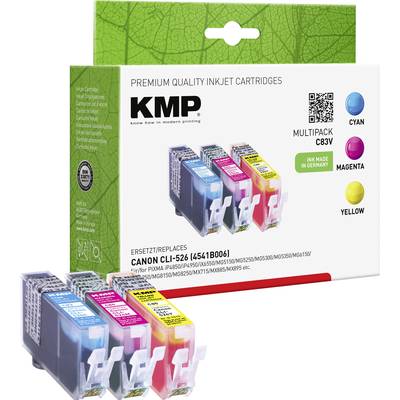 KMP Ink replaced Canon CLI-526C, CLI-526M, CLI-526Y Compatible Set Cyan, Magenta, Yellow C83V 1515,0050