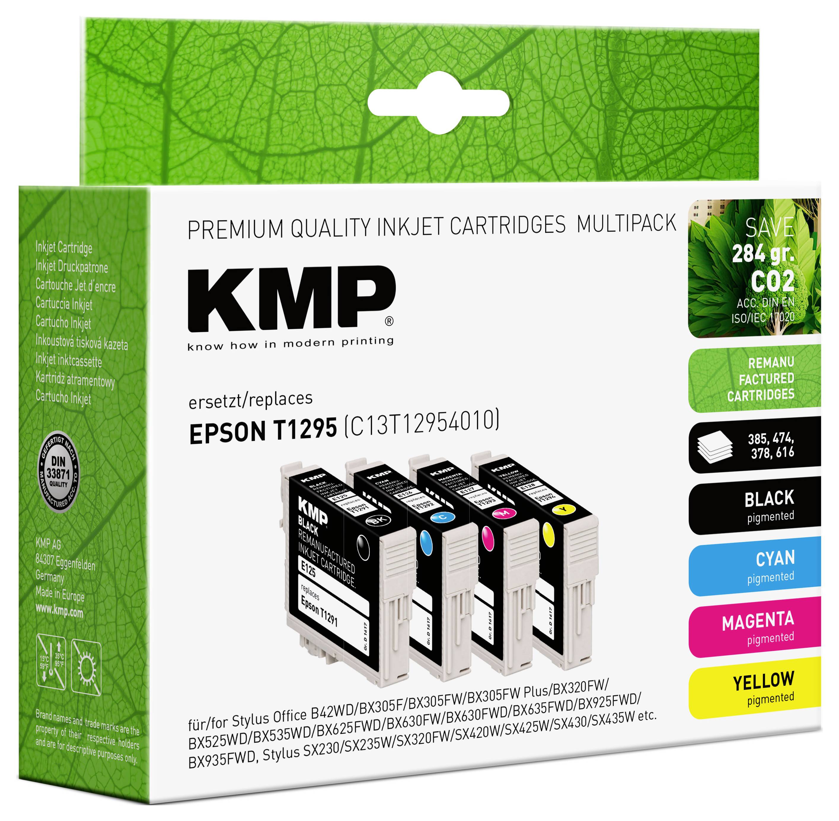 KMP Ink cartridge replaced Epson T1291, T1292, T1293, T1294, T1295 Compatible Set Black, Cyan, Magenta, Yellow E125V 161-1