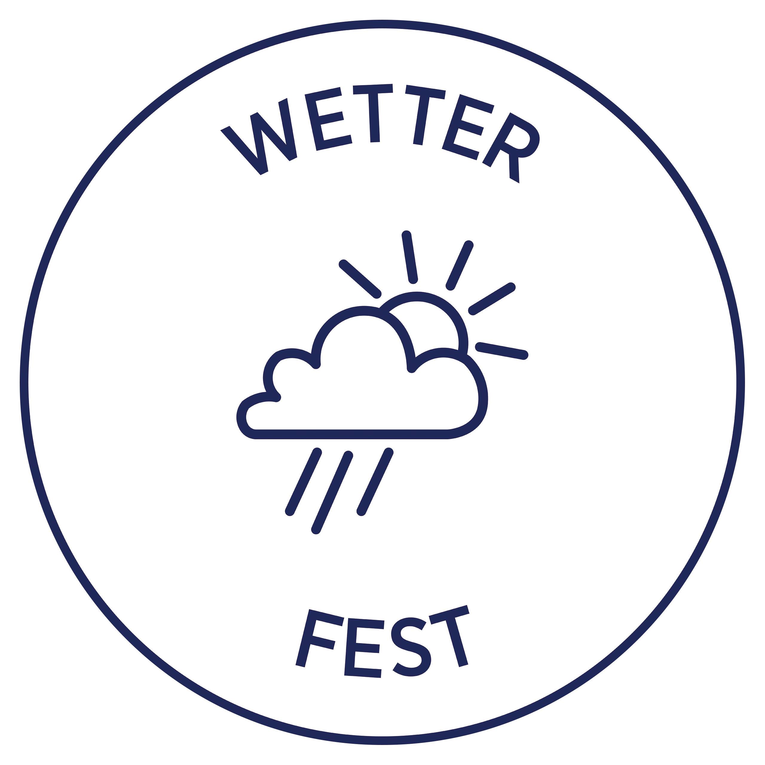 A cloud symbol with rain and sun, surrounded by a circle with the text 'Weather-Resistant'
