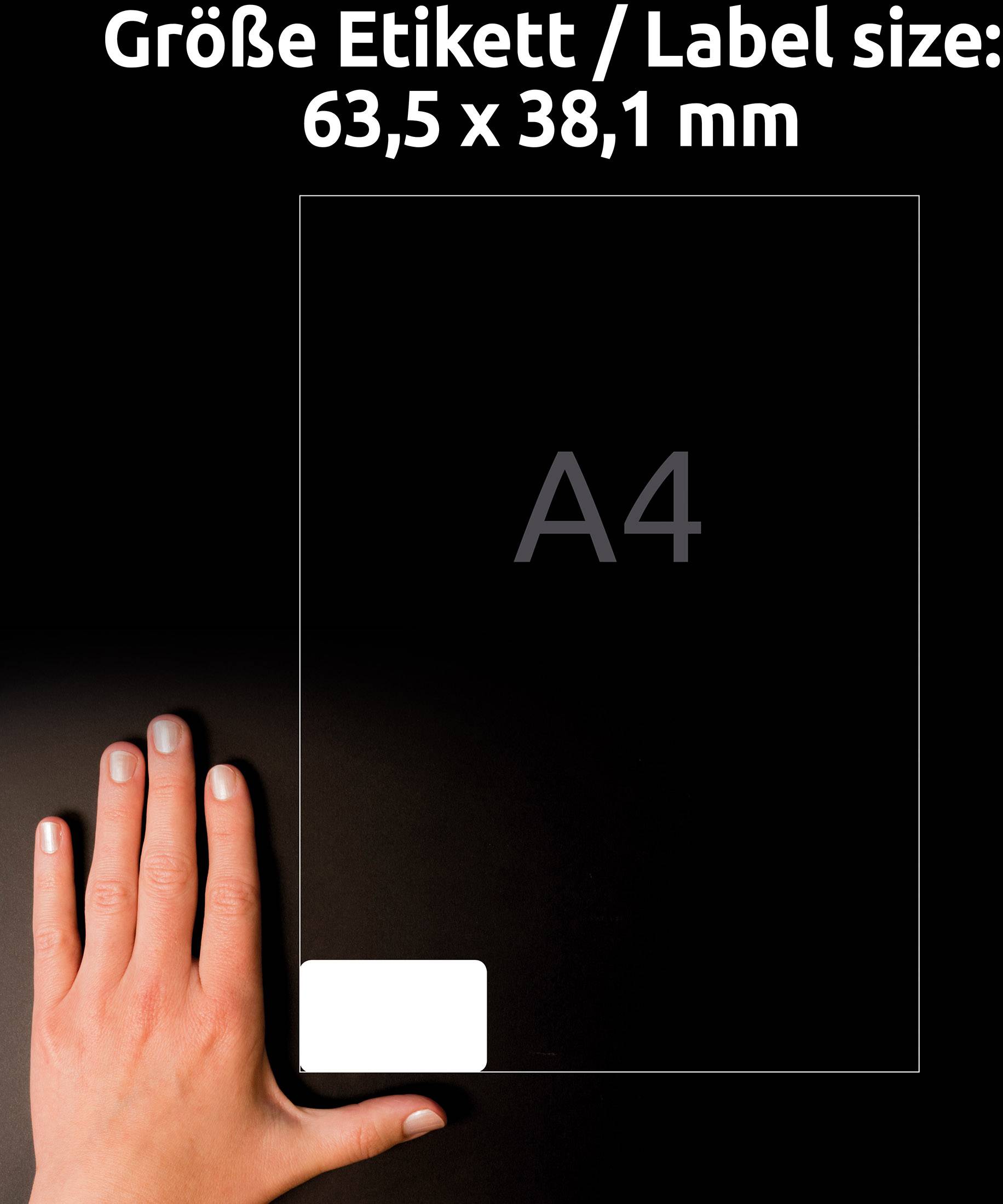 Avery-Zweckform L7160-40 Address labels 63.5 x 38.1 mm Paper White 840 pc(s) Permanent adhesive Laser printer, Laser, co-7