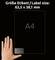 Hand points to a transparent A4 acetate sheet with a printed label reading 'Label size: 63.5 x 38.1 mm'.