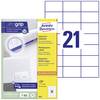 Avery-Zweckform 3652 All-purpose labels 70 x 42.3 mm Paper White 2100 pc(s) Permanent adhesive Inkjet printer, Laser printer, Laser, colour, Copier, Colour copier, Manual labeling
