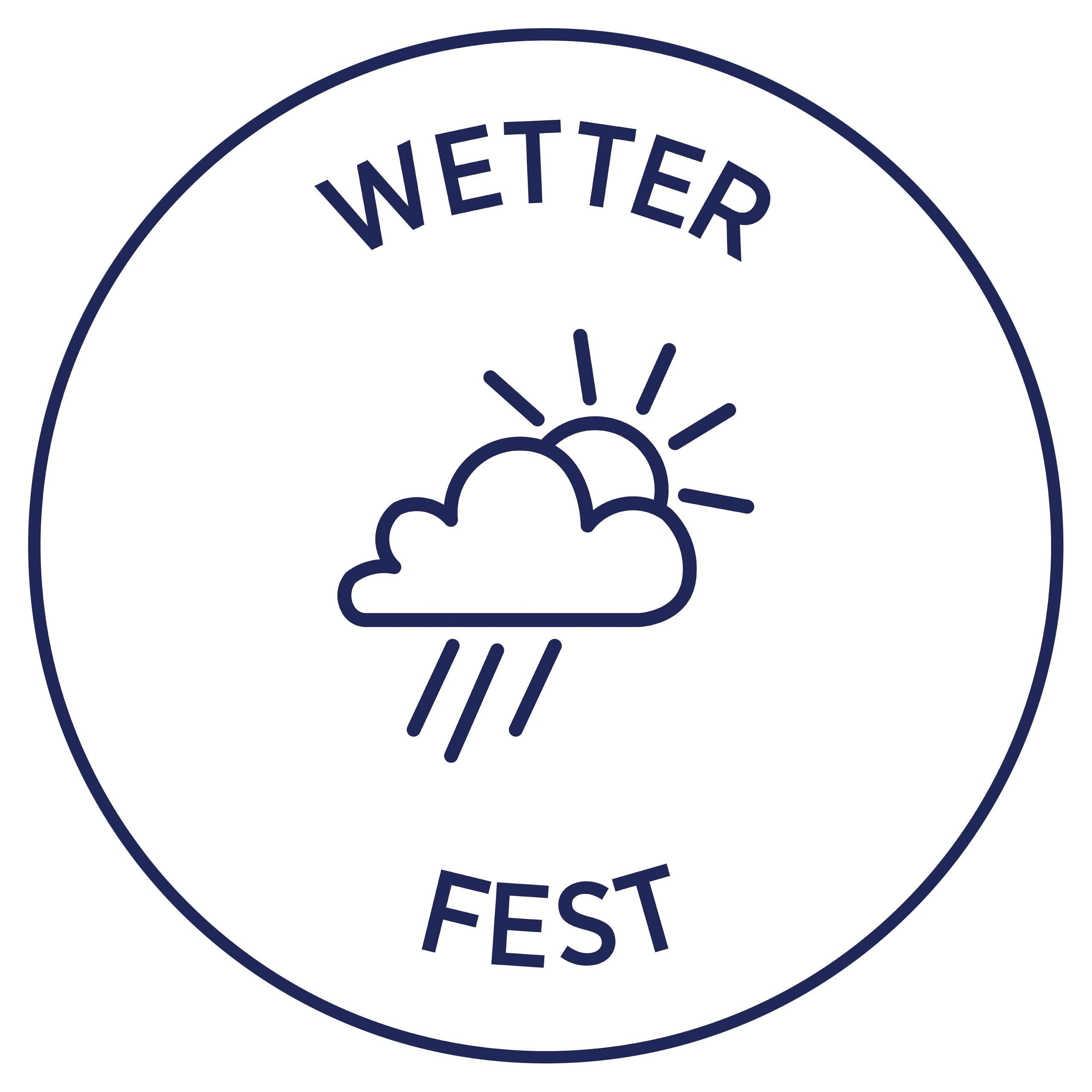 Symbol of a cloud and raindrop with the inscription 'Weather-resistant'.