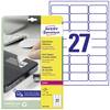 Avery-Zweckform L6114-20 Safety stickers 63.5 x 29.6 mm Polyester film White 480 pc(s) Permanent adhesive Laser printer, Copier, Manual labeling
