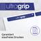 'Ultragrip' blue and white packaging. Illustration of a document symbol. Text: 'Guaranteed dust-free printing'.