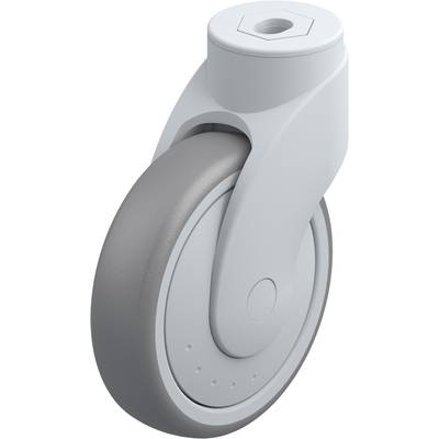A single grey and white wheel with a mounting bracket, suitable for furniture or equipment.