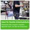 Workshop employee using a mobile tape dispenser; advertising text: 'Ideal for flexible working processes' and 'Position our mobile dispenser wherever you need it'
