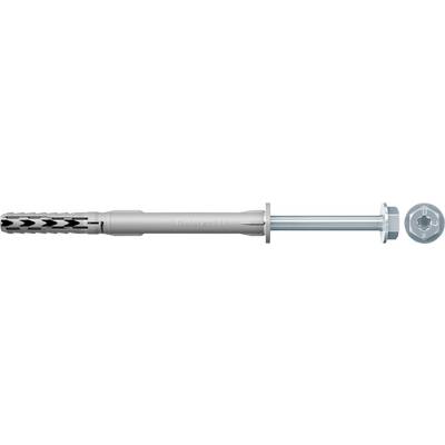 Metal wall anchor with screw and plastic sleeve, shown in side view on a white background.