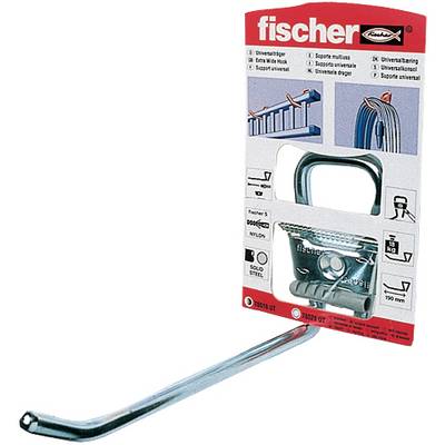 Package of Fischer universal wall hook with metal hook attached, shown as a retail product on white background.