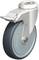 Industrial steering castor with grey wheel and white housing, suitable for heavy loads.