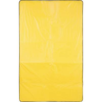 Yellow cover, plain in colour, fully spread out. It has a slight sheen and visible creases on the surface.